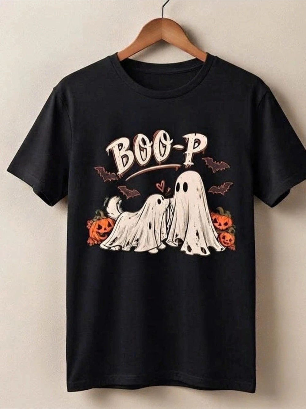 Halloween Ghost Graphic Tee in Black